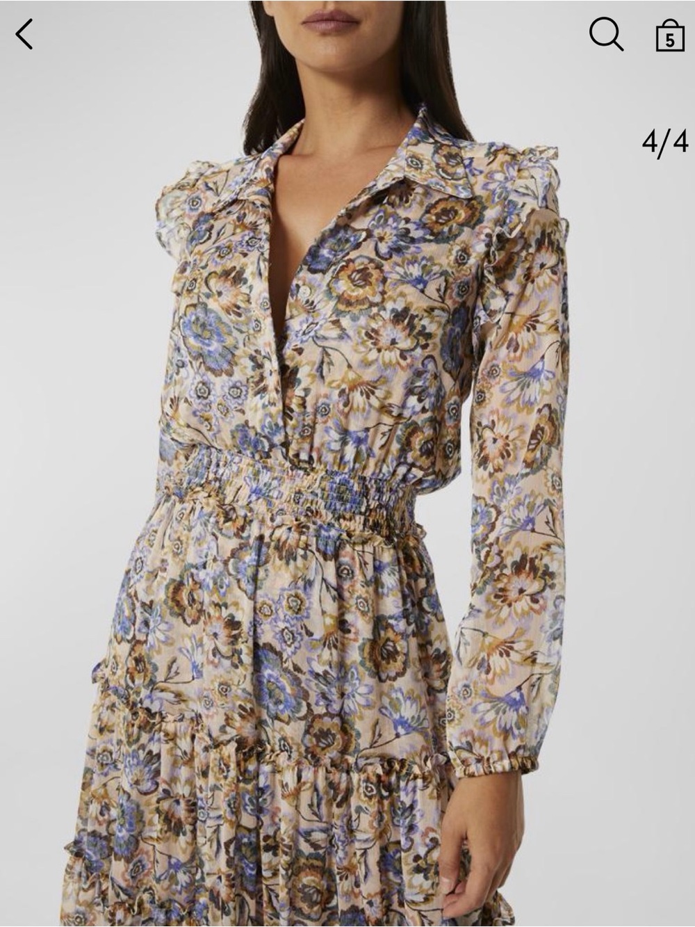 Misa Los Angeles Cream and Blue Floral Ruffled Tiered Maxi Dress - Picture 2 of 5